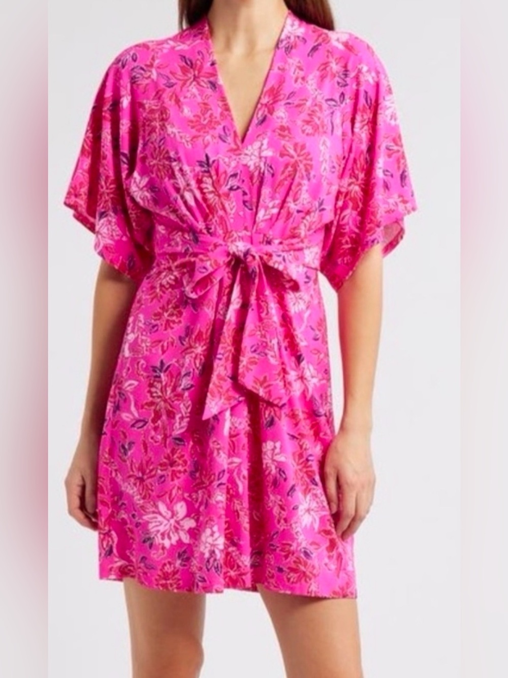 NEW LILLY PULITZER Wisteria Floral Tie Front Dress Size 14